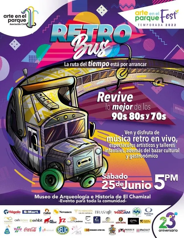 Cartel de Retro Bus, lo mejor de los 90, 80 y 70